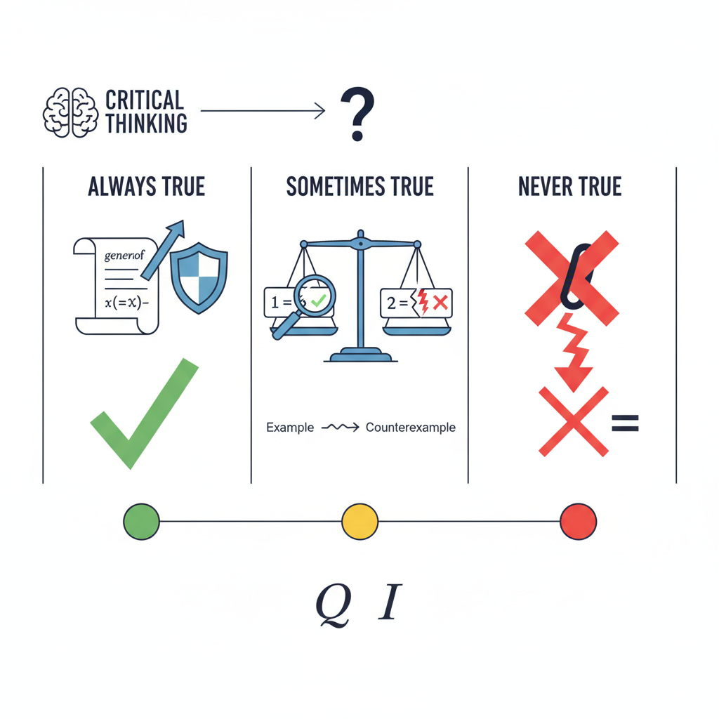 Illustration for Segment 3: Evaluating Mathematical Statements: Always, Sometimes, or Never True